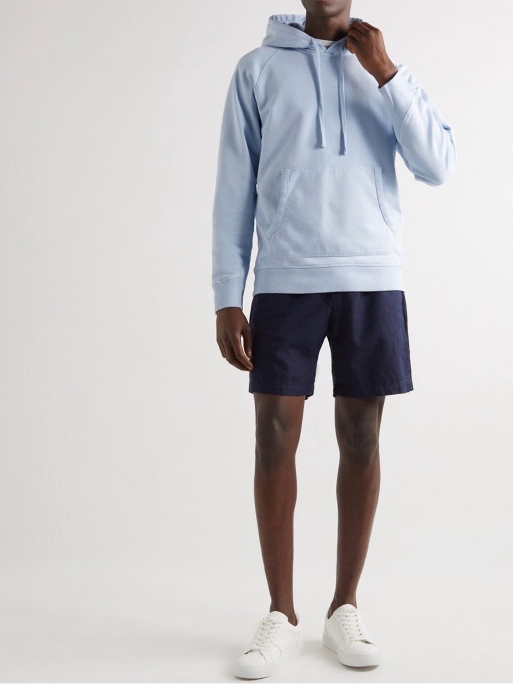 NWT Orlebar Brown Francis GD Hooded Garment Dye Sweatshirt Ice Blue Men's Sz XL